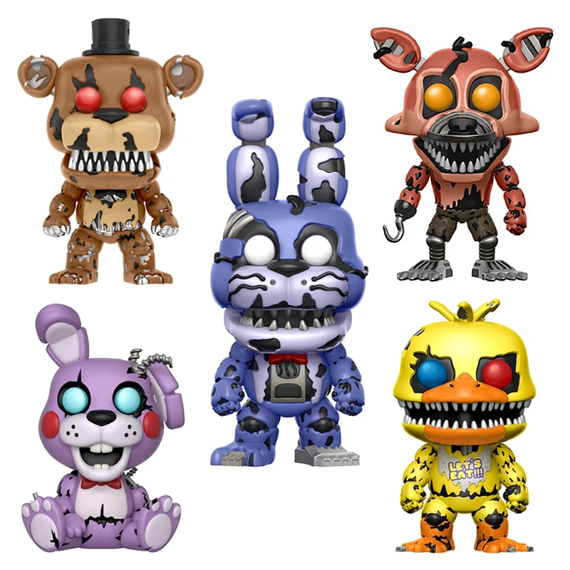 Five Nights At Freddy's» «пять ночей у Фредди» игре Five Nights At Freddy's Бонни и Чика Фокси» из мультфильма для мальчика, игрушки FNAF 4 шт./компл. ПВХ Фигурки Модель Куклы 5 Fazbear медведя кукол