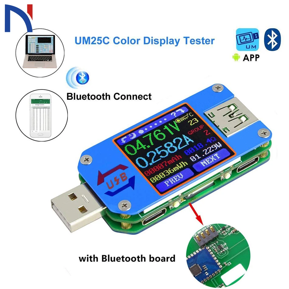 UM25 UM25C для приложения USB 2 0 Type C ЖК Вольтметр Амперметр измеритель напряжения тока