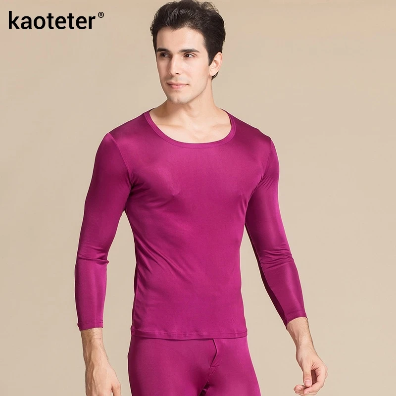 Комплект мужского нижнего белья кальсоны и брюки из чистого шелка с круглым