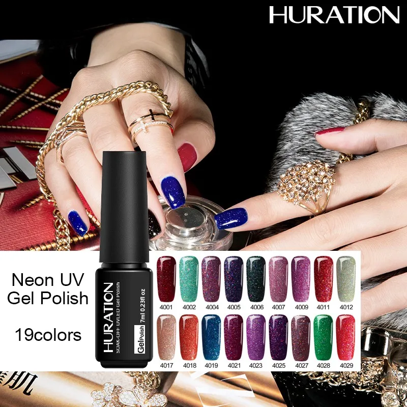 Huration неоновый свечение неба гель лак для ногтей 19 Цвета Soak Off Lucky 7 мл Лаки ночь УФ