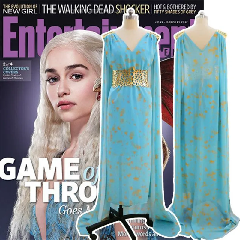 Игра Престолов Дейенерис Таргариен Косплей Костюм Аниме длинный синий плащ