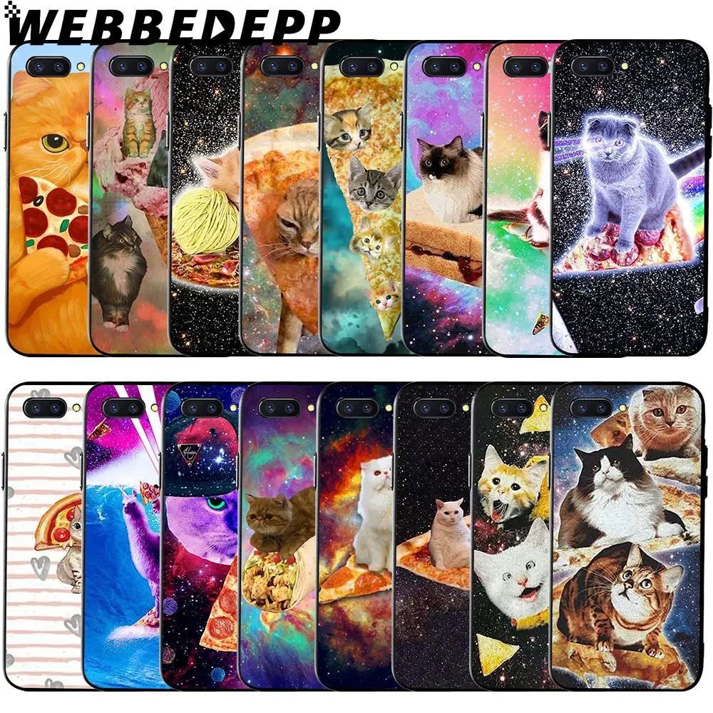 Мягкий чехол WEBBEDEPP Pizza cat in space для Huawei Honor 6 7A Pro 7C 8C 7X 8X 8 9 10 lite Note10|Бамперы| |