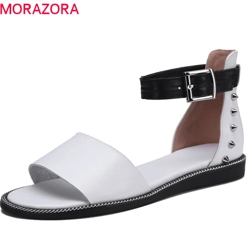 MORAZORA/2020 новые модные стильные женские сандалии гладиаторы с заклепками и пряжкой