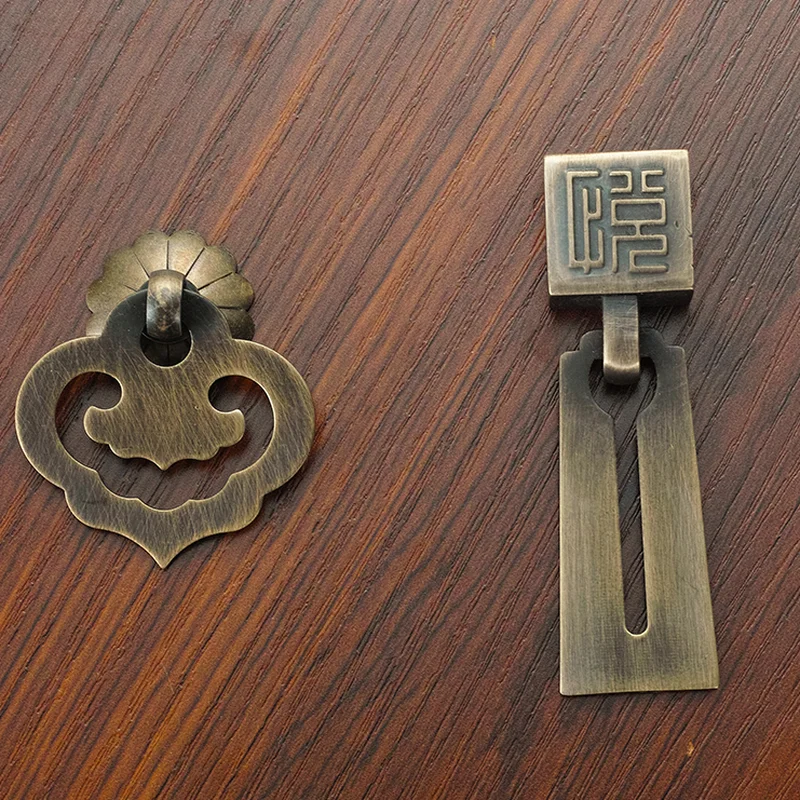 

Drawer Handle Chinese Single Hole Pure Copper Vintage Handle Desk Jewelry Box Pulls Handle Wardrobe Knobs for Furniture Hardware