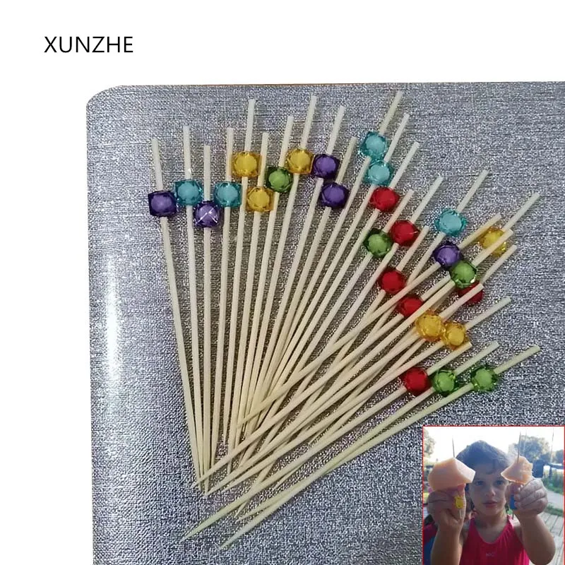 XUNZHE 100 шт. Одноразовые Бамбуковые Творческий вилка для фруктов Шпажки канапе