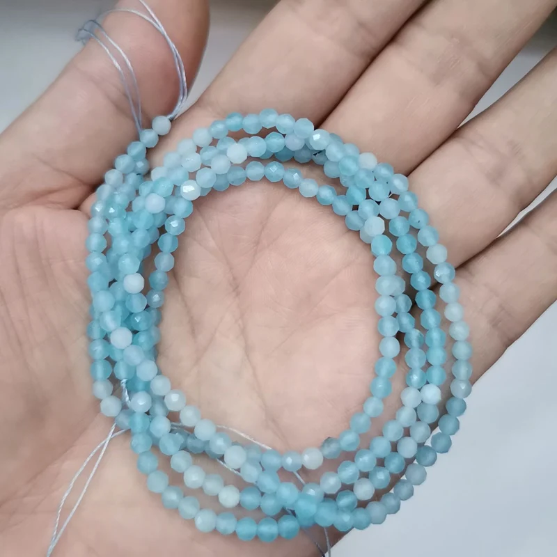amazonite Граненые 2/3/4 мм Натуральный Камень Бисер Розовый кристалл кварца Драгоценный Камень Бисер для изготовления ювелирных изделий бисером браслетов или бус своими руками - Цвет: amazonite
