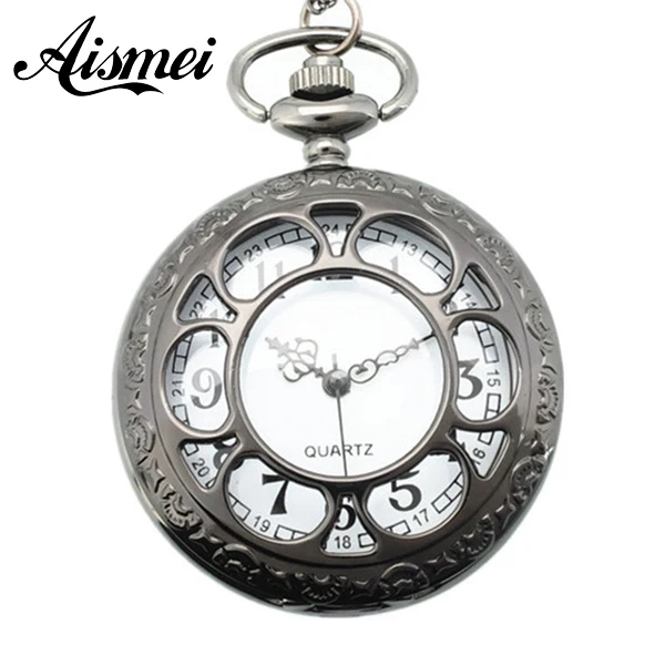25pcs/lot Beautiful classical Flower Hollow bronze Pocket Watches Pendant Women Gifts send by EMS or DHL