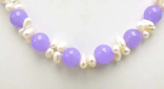 

Qingmos Natural White 6-7mm Freshwater pearl with 12mm Purple Jades 18" choker Women Necklace-nec5361 Wholesale/retail Free ship