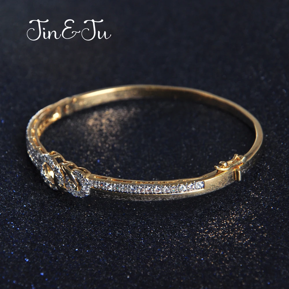 Женский винтажный браслет JIN & JU классический с фианитами в античном стиле