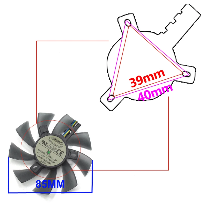 Новый 2pcs T129215SU 85 мм DC12V 4pin R9 280X вентилятор охлаждения для Sapphire 280 3G OC 270X 2G 4G 285X с
