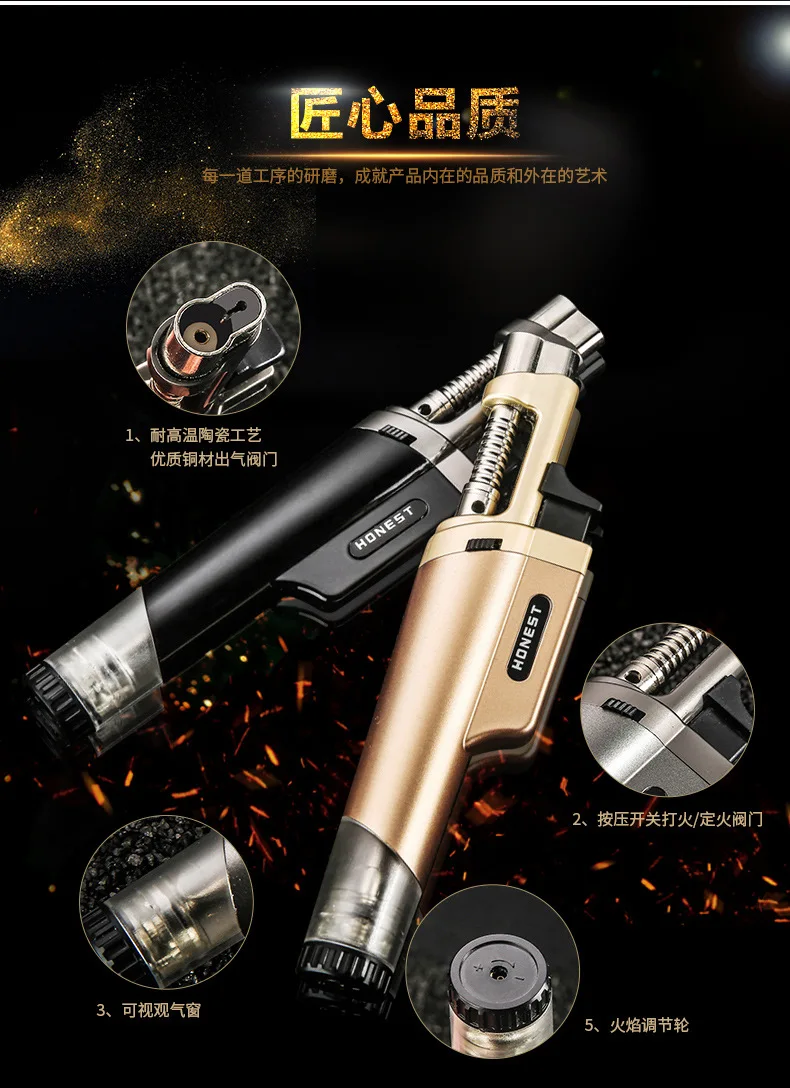 Зажигалка без газа) Honest metal torch Jet ветрозащитный бутан газовая зажигалка, надувные. Небольшие гаджеты с пламенем цвет случайный