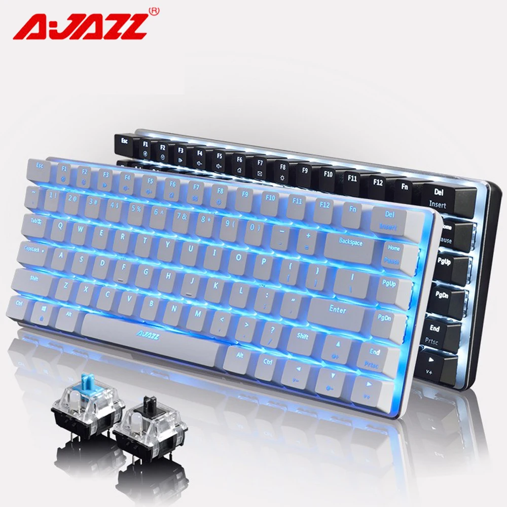 Ajazz AK33 82 клавиши клавиатура с подсветкой USB компьютерная геймера черные синие