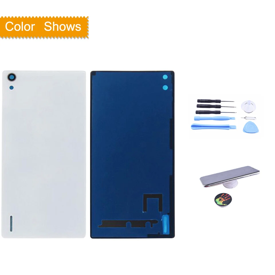 white with gift Для huawei ASCEND P7 P7-L10 P7-L00 P7-L05 София Корпус Батарея на заднюю крышку чехол задняя дверь шасси-бампер для мобильного телефона Стекло - Цвет: white with gift