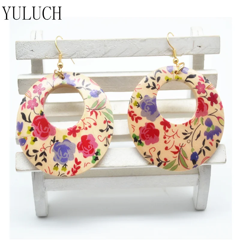 1 пара серьги с цветочным принтом|flower earrings|designer earringsearrings designer |