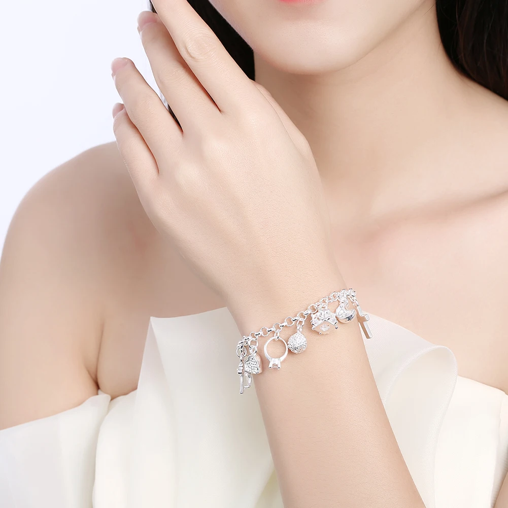 

Fashion Bracelets For Women 2020 New Charms Crystal Silver Plated Bracelet With Stones Women Men Jewelry Bracelets Bangles