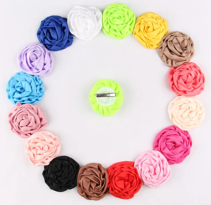 Новинка 2016 модный атласный цветок розы заколки для волос маленьких девочек