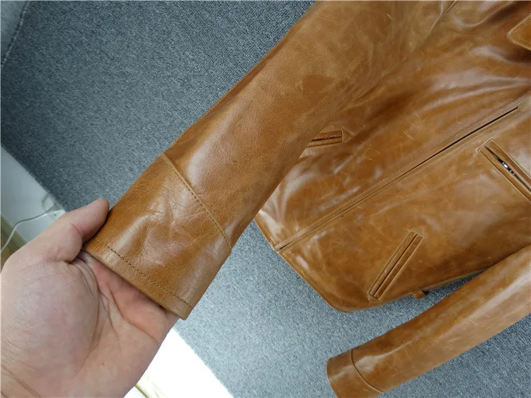 Брендовое классическое кожаное пальто horseskin, мужские куртки из натуральной кожи, модная мужская Тонкая японская куртка, качество