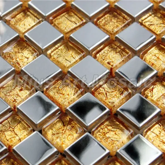 

5/8"x5/8" glass tile ikitchen metal mosaic tiles A4S038