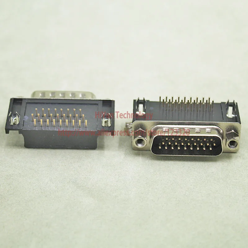 (10 шт./лот) DB26 3 рядный глянцевый черный параллельный порт 26Pin D Sub Male 26 way PCB 90