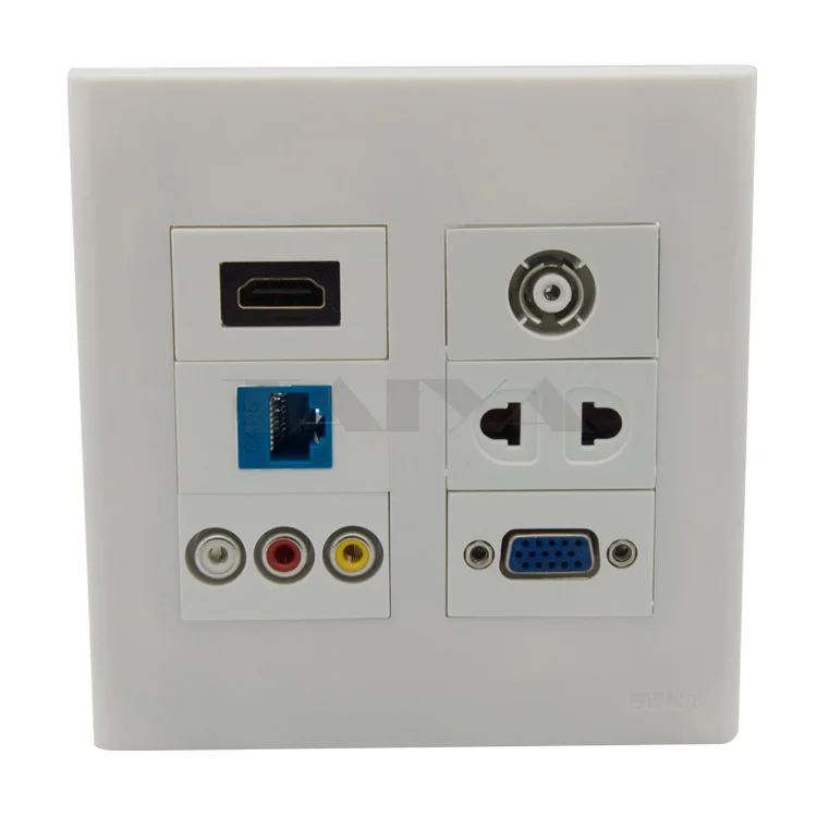 120X120 мм Лицевая панель HDMI VGA CAT6 RJ45 3RCA AV TV AC поддержка настенной панели DIY|face plate|wall