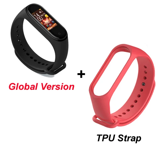 Global extra Red Xiaomi mi-браслет 4, новейший музыкальный смарт-браслет mi Band 4, цветной экран, Bluetooth 5,0, глобальная версия - Цвет: Global extra Red
