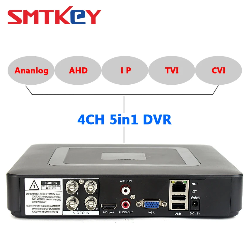 4Ch HVR MINI 5 in 1 Hybrid 1080N CCTV Mini DVR Recorder AHD / Analog TVI CVI IP NVR | Безопасность и защита