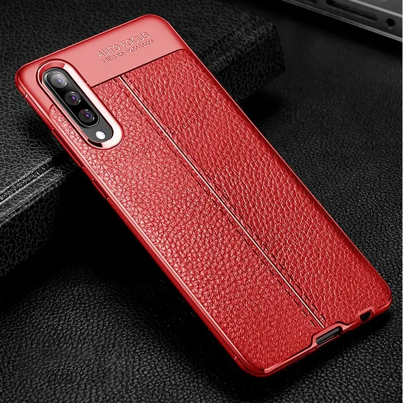 Красный Чехол для samsung Galaxy A50 A40 A30 A20 A70 Чехол Броня бампер кожаный силиконовый чехол матовый мягкий термополиуретан чехол для телефона Fundas - Цвет: Красный