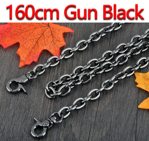 160cm Gun Black DIY 9mm Gold, Silver, Gun Black O Shape Chains Replacement Shoulder Bag Straps for Small Handbags Belts Handles - Цвет: 160cm Gun Black
