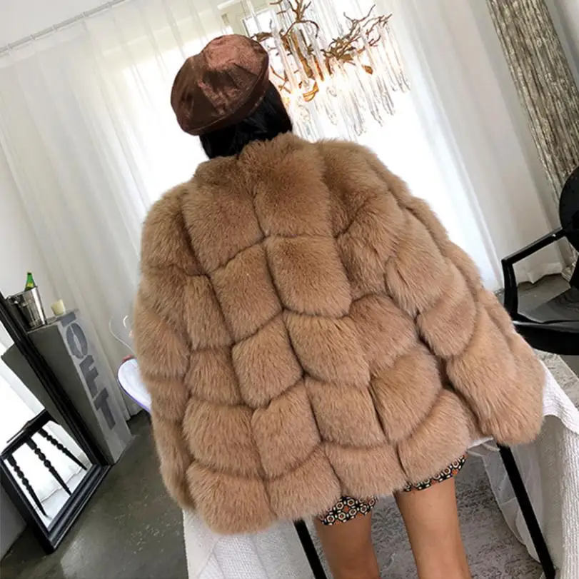 XS-4XL размера плюс зимняя роскошная женская шуба из искусственного лисьего меха с