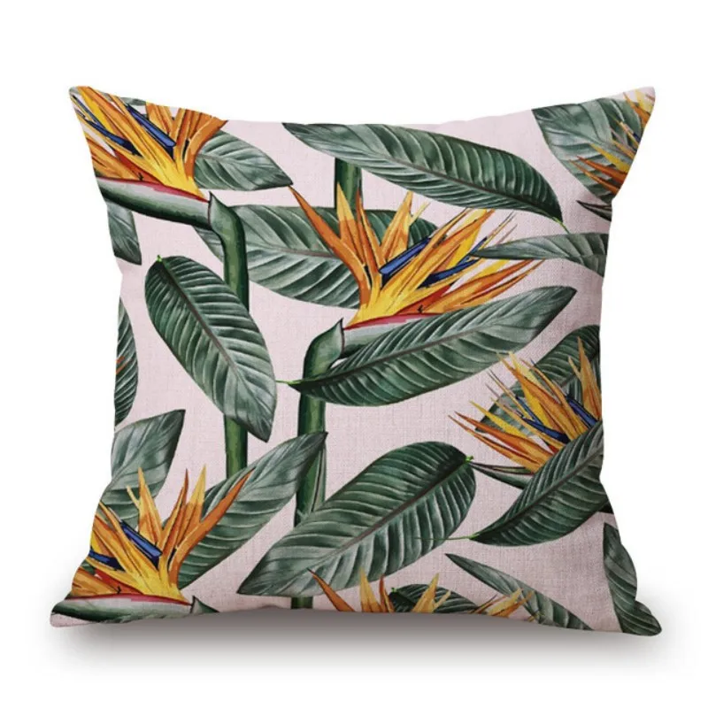 Подушки с тропическими растениями пальмовыми листьями для домашнего декора