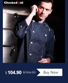 Мода hote Ресторан Кухня с длинным рукавом Тонкий джинсовый шеф-повара куртка для мужчин с регулируемыми рукавами