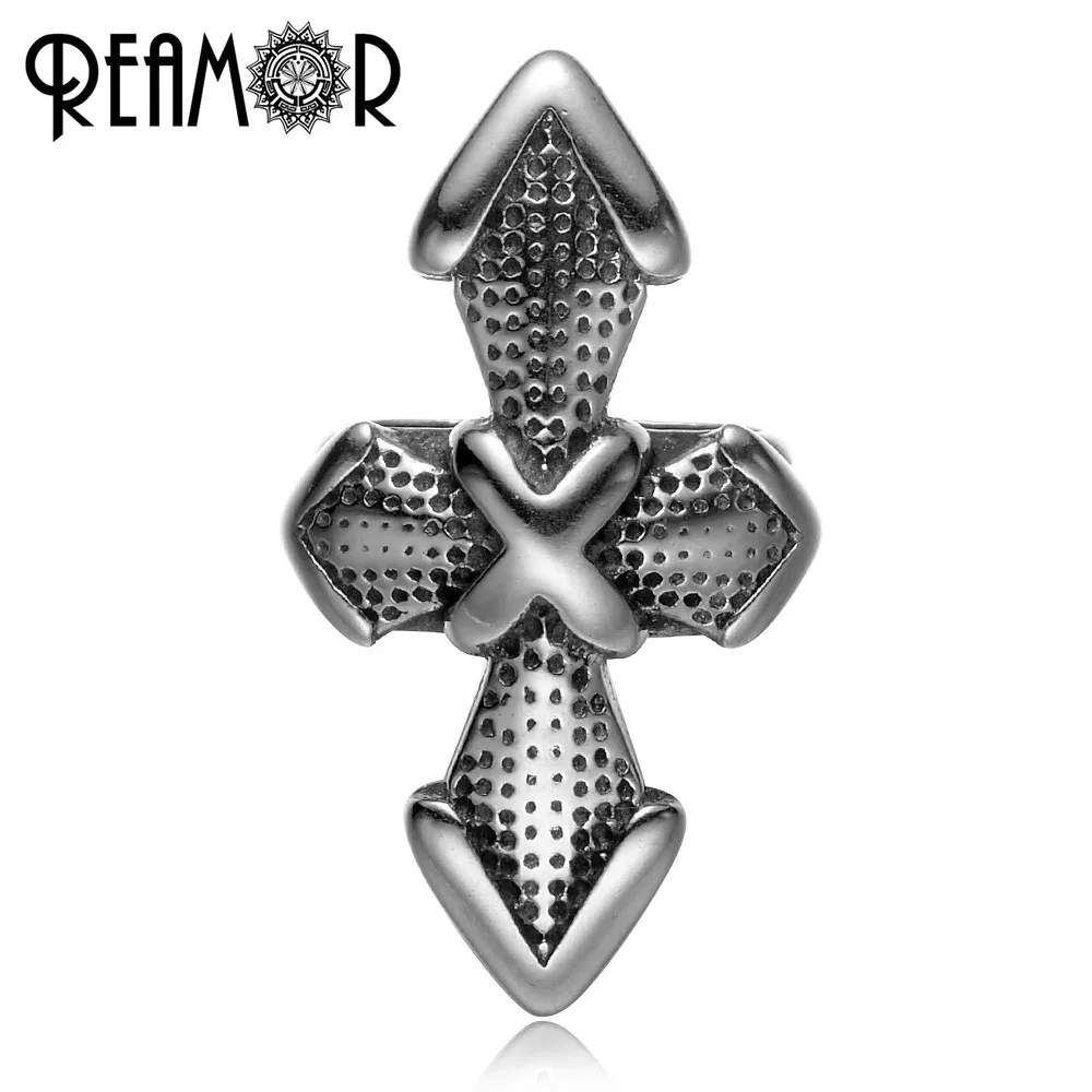 

REAMOR размер отверстия 5 мм 316l нержавеющая сталь крест двойное отверстие европейские Подвески Бусины DIY панк кожаный браслет Изготовление юве...