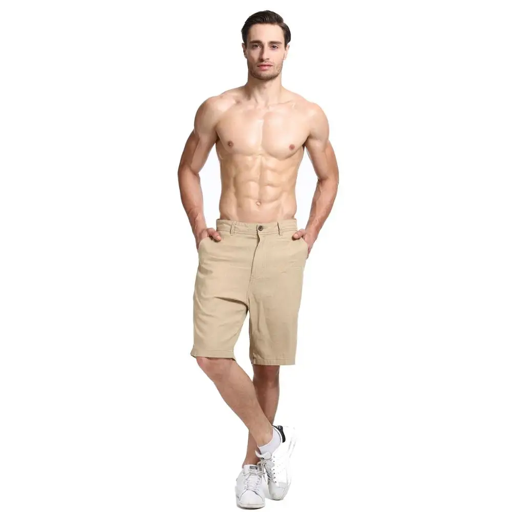 Khaki Lavenderi Walk мужские льняные Повседневные Классические шорты - Цвет: Khaki