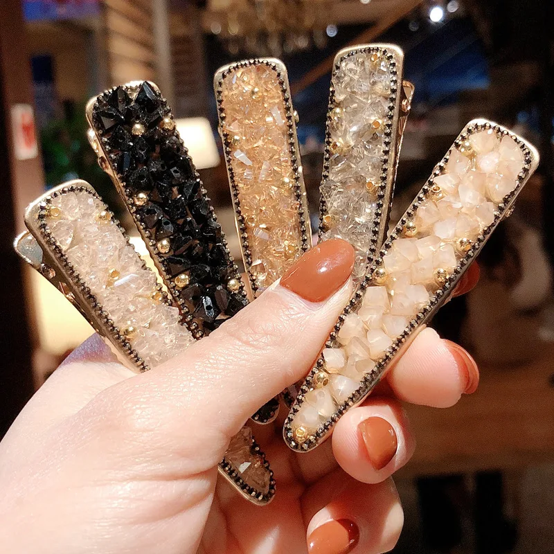 2019 Korea New Trendy Geometric Irregular Crystal Triangle Long Hair Pins For Women Fashion Jewelry Vintage Clips Barrettes |