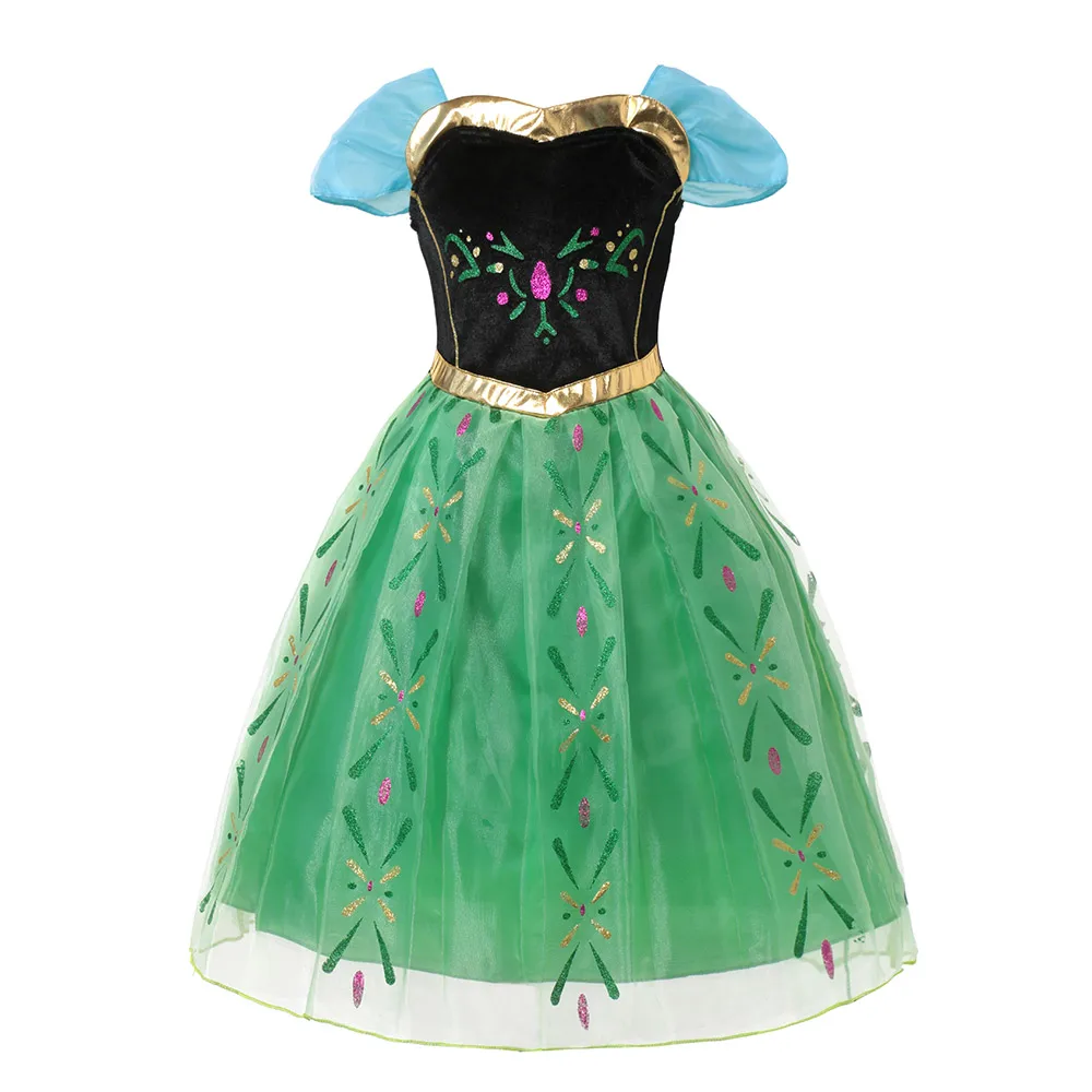 Anna dress-B Jasmine, София, Рапунцель, Аврора, Эльза, колокол, одежда для девочек, детские маскарадные костюмы принцессы, платья, детское платье на Хэллоуин, Рождество - Цвет: Anna dress-B