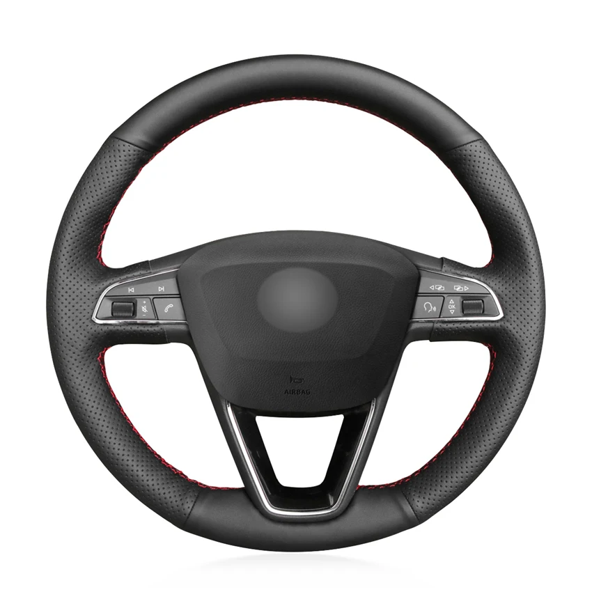 Прошитая вручную черная искусственная кожа Micro Fiber для Seat Leon Ibiza 6J 2016 2019 Arona Alhambra 5F