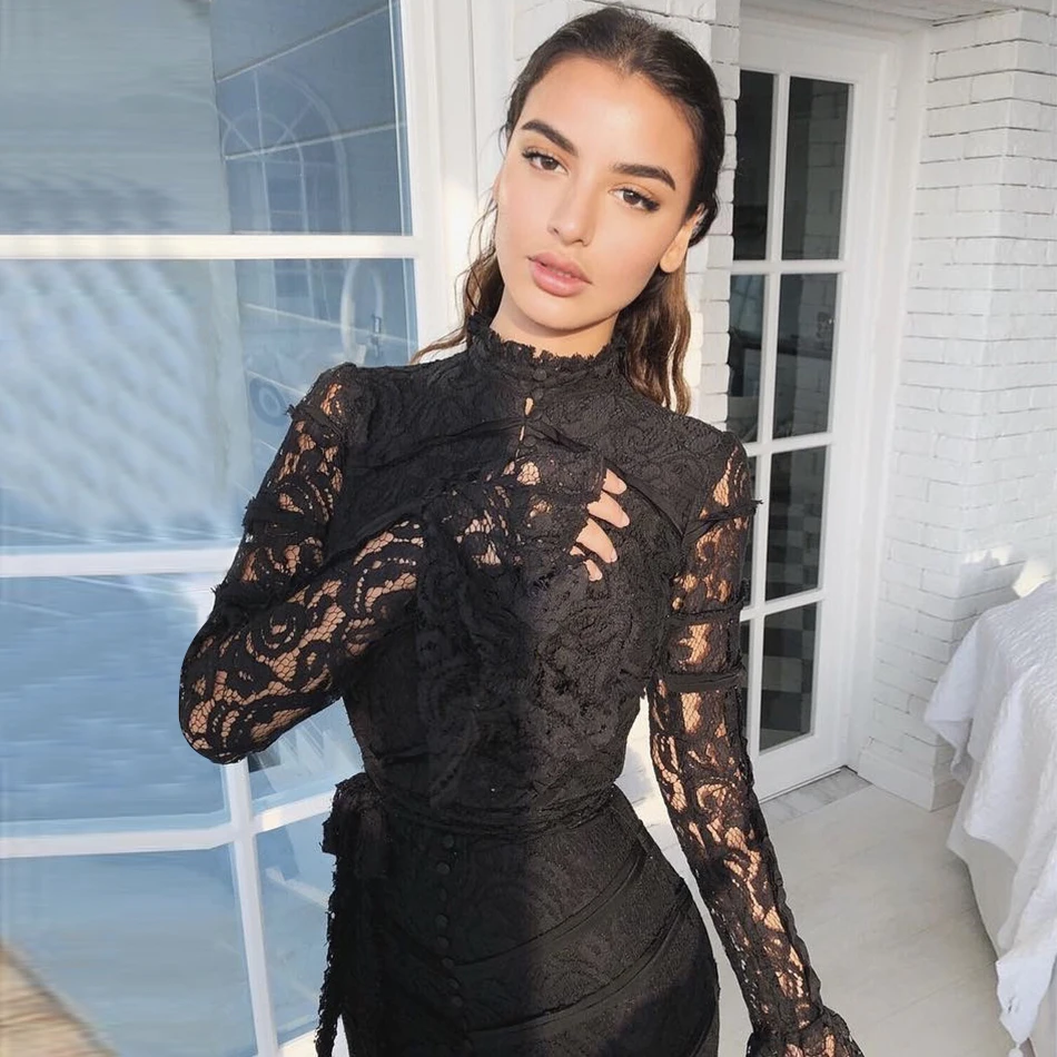 DressBird женские осень зима длинный рукав Утягивающее бодикон Платье Vestidos