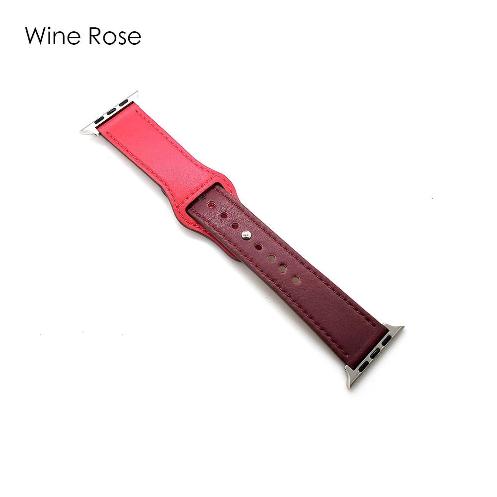 Wine Rose Женский ремешок для часов Apple Watch 38 мм 42 мм кожаный ремешок для iWatch series 1 2 3 4 40 мм 44 мм мужской браслет - Цвет ремешка: Wine Rose
