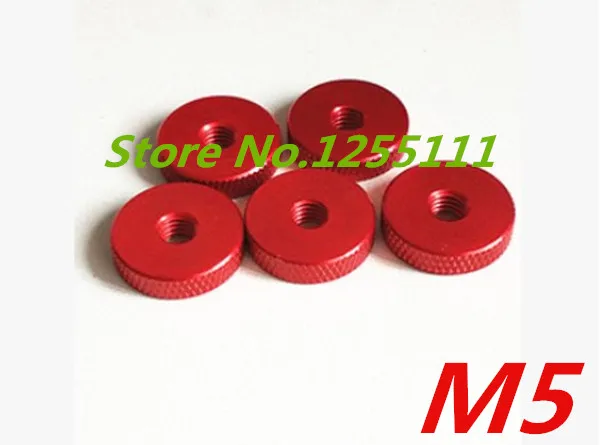 

20pcs/lot M5 aluminum Knurled hand nut with red colour
