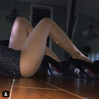 sexy lady shiny rhinestone pantyhose diamond fishnet stockings collant hosiery delight tights femme calcetines mujer