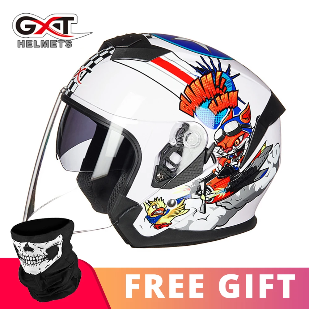 522 Bright RW GXT Лето мотоциклетный шлем с открытым лицом двойной объектив Casco Шлем Мотоцикл Скутер Capacete защитный шлем козырек для мотоцикла - Цвет: 522 Bright RW