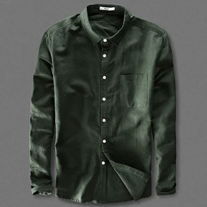 Мода 2020 г., новый стиль, мужские льняные рубашки с длинным рукавом, повседневные мужские хлопковые рубашки с лацканами, однотонная мужская тонкая одежда, топы