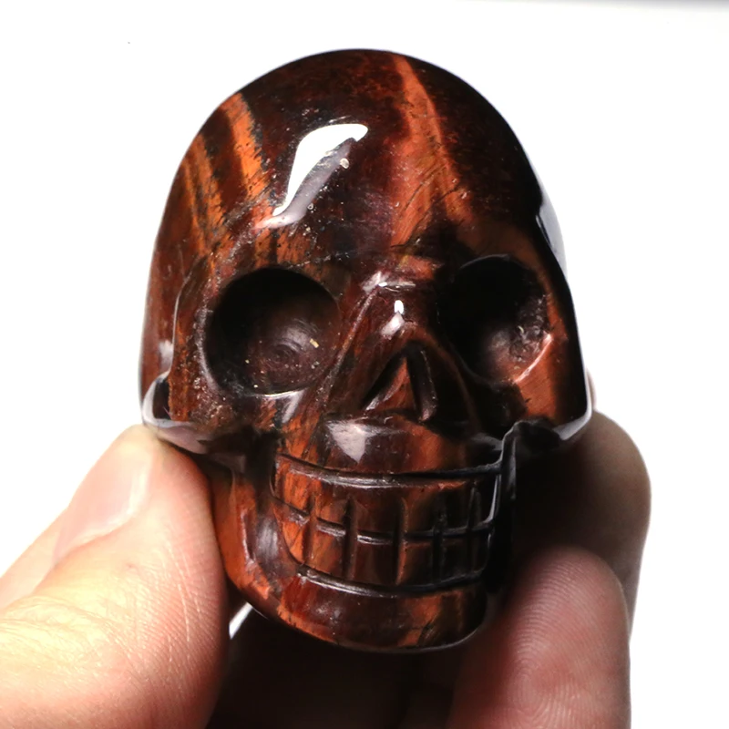 2-дюймовый красный тигровый глаз камень Череп статуэтка ручной работы