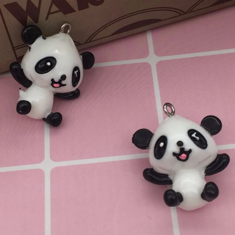 

let's start!Cute animal charms.3D resin smiling sitting panda ,resin animal pendant for key chain/phone decoration,DIY.