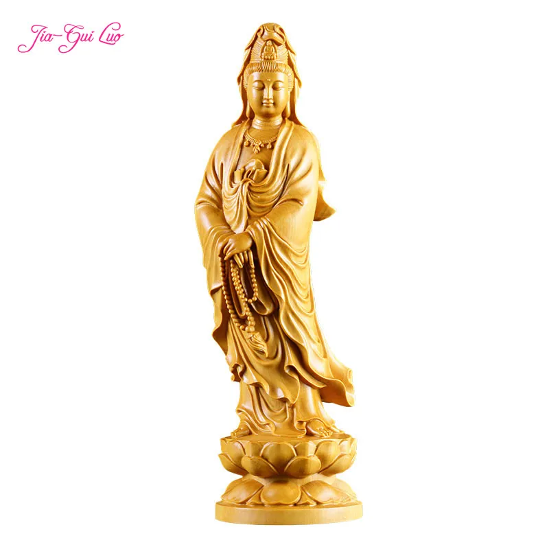 

JIA-GUI LUO Boxwood wood living room decoration ornaments crafts Buddhism Guanyin Buddha home decoration ornaments A062