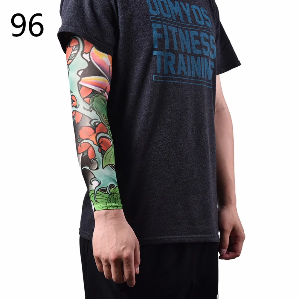 Hot Arm Warmer Skins Proteive Nylon Stretchy Fake Temporary Tattoo Sleeves Designs Body Stockings Tatoos Cool Men Women | Спорт и