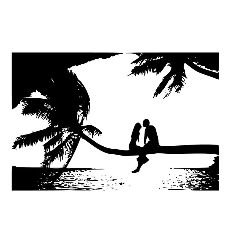 Tropical Scenery Sticker Palm Beach Sea Decal Wall Art Vinyl Decor School Dorm Living Room Bedroom Home Office Mural Stencil | Дом и сад