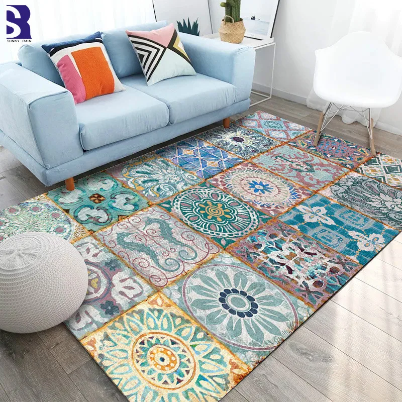 

SunnyRain 1-piece Retro Printed Area Rugs for Living Room Rugs and Carpets for Kitchen Rug for Bedroom Slip Resistance