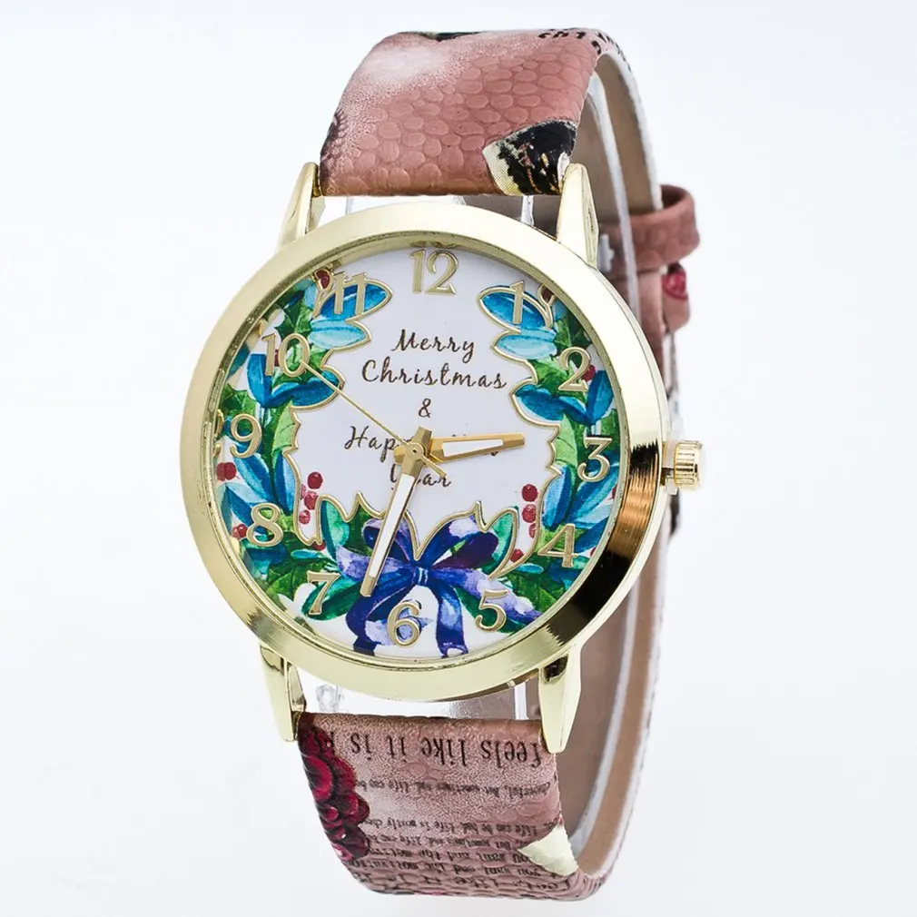 Новые Детские Кварцевые часы с цветочным обручем подарок личи Кожаный ремешок