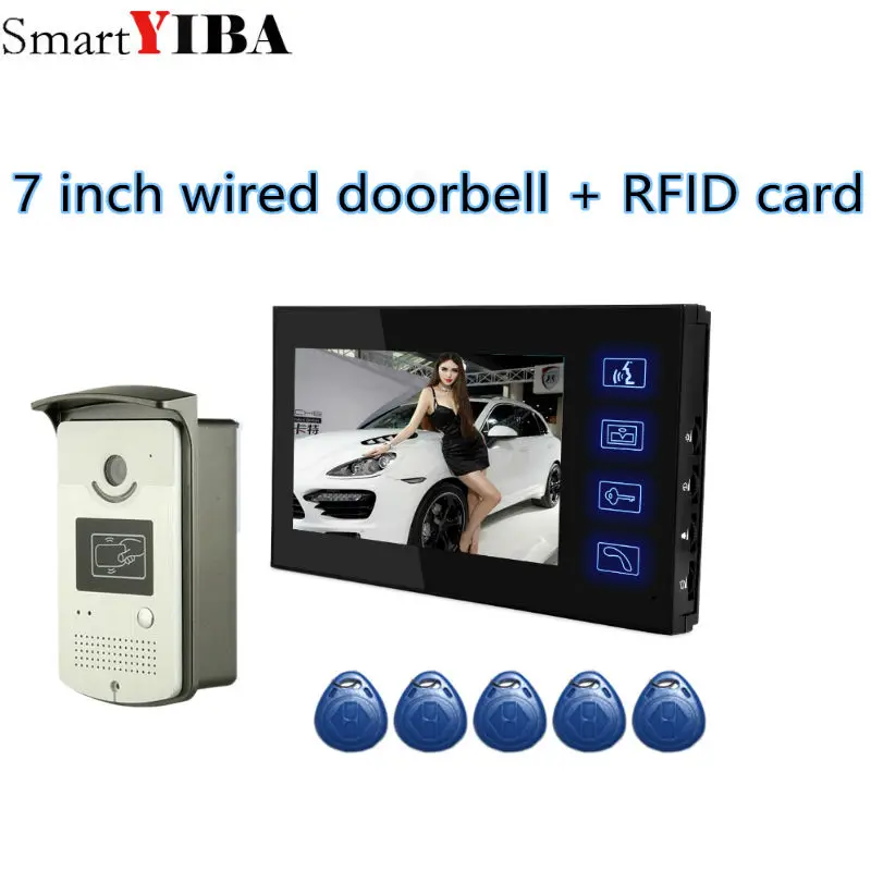 SmartYIBA 7 &quotЖК дисплей HD TV Line видео телефон двери + сенсорный монитор RFID